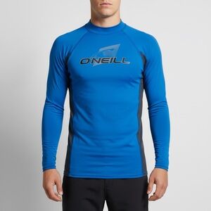 O'Neill Blue and Black Log Sleeve Rash Guard Swim Top Size Mens Large